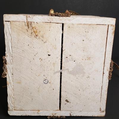 LOT 185B: Set of 3 Golden Mercury Glass Style Trees & Wooden Gift Decoration