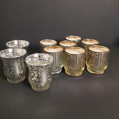 LOT 186B: Decorative Candle Assortment; Large Selection of Candle Rings, Mercury Glass Candle Holders, Lots of Electric Tea Lights &...