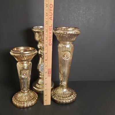 LOT 186B: Decorative Candle Assortment; Large Selection of Candle Rings, Mercury Glass Candle Holders, Lots of Electric Tea Lights &...