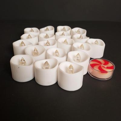 LOT 186B: Decorative Candle Assortment; Large Selection of Candle Rings, Mercury Glass Candle Holders, Lots of Electric Tea Lights &...