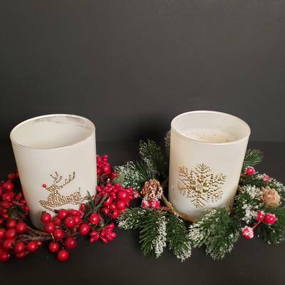 LOT 186B: Decorative Candle Assortment; Large Selection of Candle Rings, Mercury Glass Candle Holders, Lots of Electric Tea Lights &...