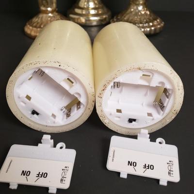 LOT 186B: Decorative Candle Assortment; Large Selection of Candle Rings, Mercury Glass Candle Holders, Lots of Electric Tea Lights &...