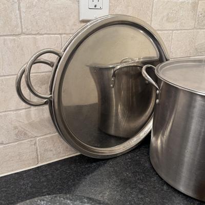 LOT 249K: Bodum Wok, Stainless Steel Stock Pot, Enamel Meat Dish & More