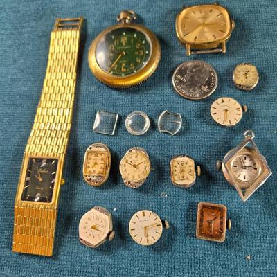 Sale Photo Thumbnail #202: This auction lot is for TIme Pieces - Pieces and Parts. This grouping is a selection of watch parts - perfect for Steam Punk creations, unusual art or actual watch repair.  Have fun with this one.