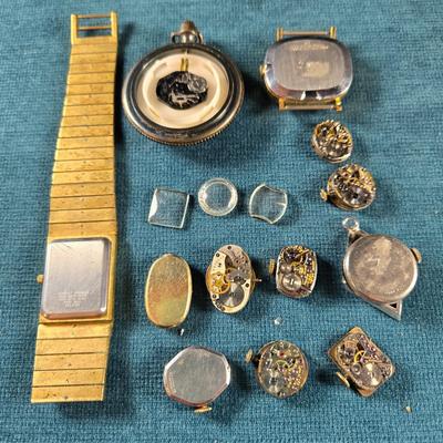 Sale Photo Thumbnail #193: This auction lot is for TIme Pieces - Pieces and Parts. This grouping is a selection of watch parts - perfect for Steam Punk creations, unusual art or actual watch repair.  Have fun with this one.