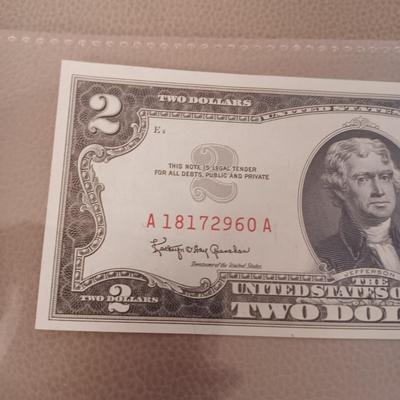 SEQUENTIAL RED SEAL TWO DOLLAR BILLS