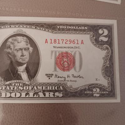 SEQUENTIAL RED SEAL TWO DOLLAR BILLS