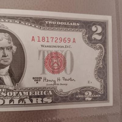 SEQUENTIAL RED SEAL TWO DOLLAR BILLS