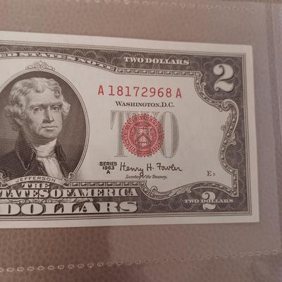 SEQUENTIAL RED SEAL TWO DOLLAR BILLS