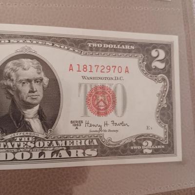 SEQUENTIAL RED SEAL TWO DOLLAR BILLS