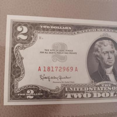 SEQUENTIAL RED SEAL TWO DOLLAR BILLS