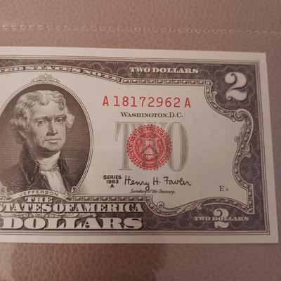 SEQUENTIAL RED SEAL TWO DOLLAR BILLS