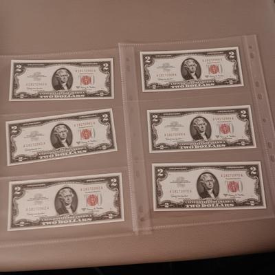 SEQUENTIAL RED SEAL TWO DOLLAR BILLS