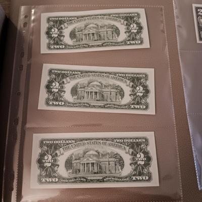 SEQUENTIAL RED SEAL TWO DOLLAR BILLS