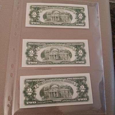SEQUENTIAL RED SEAL TWO DOLLAR BILLS