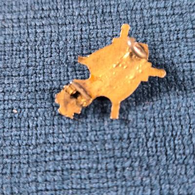 Sale Photo Thumbnail #204: This auction lot is for a Knights of Pythias Circa 1880 Pin. This is a very small Knights of Pythias Pin from 1880.  It is Gold and Enamel.  It is missing the pin arm in the back.  The Knights of Pythias is a fraternal organization and secret society foun