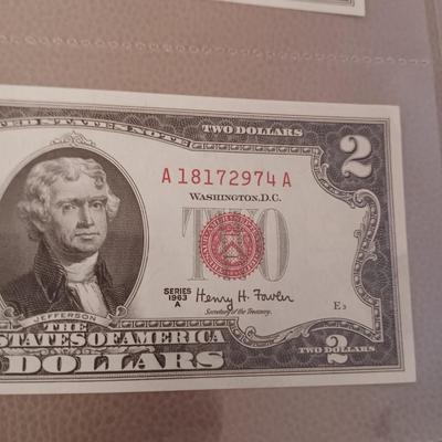 2 PAIRS OF SEQUENTIAL RED SEAL $2 DOLLAR BILLS