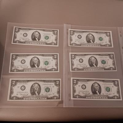 SIX $2 DOLLAR BILLS