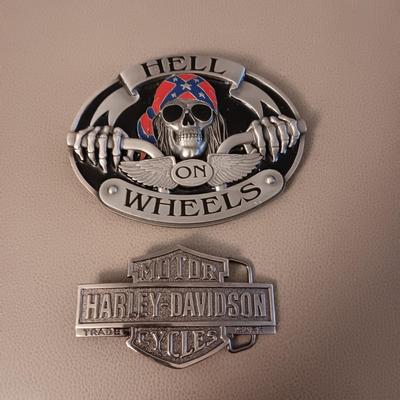 "HELL ON WHEELS"AND HARLEY-DAVIDSON BELT BUCKLES