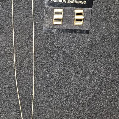 Trifari Black Lucite Necklace and Swarovski SAL Gold and Diamond Earrings