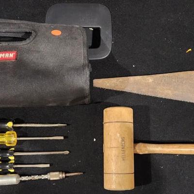 Sale Photo Thumbnail #371: Craftsman Tool Carrying case w/ screwdrivers & Vintage Hellenberg Wooden Mallet