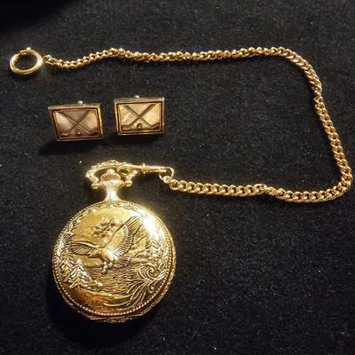 Black Hills Gold Rushmore Pocket Watch | Mother of Pearl Golf Cufflinks