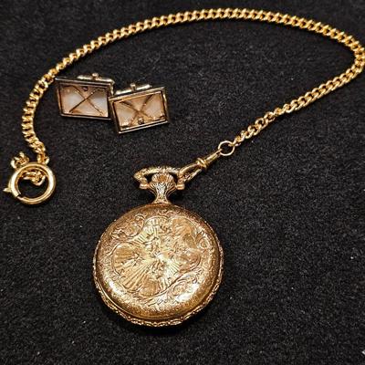 Black Hills Gold Rushmore Pocket Watch | Mother of Pearl Golf Cufflinks