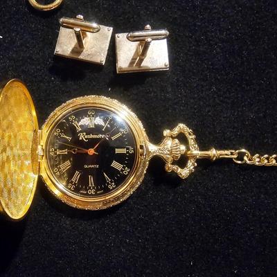 Black Hills Gold Rushmore Pocket Watch | Mother of Pearl Golf Cufflinks