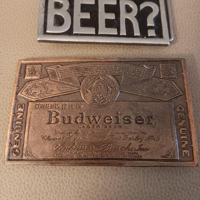 BUDWEISER AND GOT BEER? BELT BUCKLES