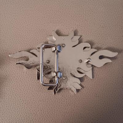 3D SKULL AND FLAME AND CROSS BIKER BELT BUCKLES