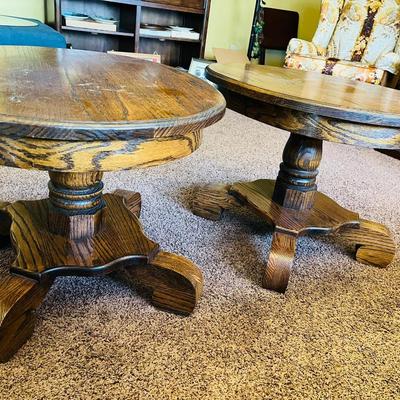 Sale Photo Thumbnail #35: Solid Oak Oval Side Table 
Size Top 28 in x 24 in and 20in tall