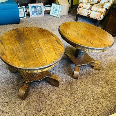 Sale Photo Thumbnail #33: Solid Oak Oval Side Table 
Size Top 28 in x 24 in and 20in tall