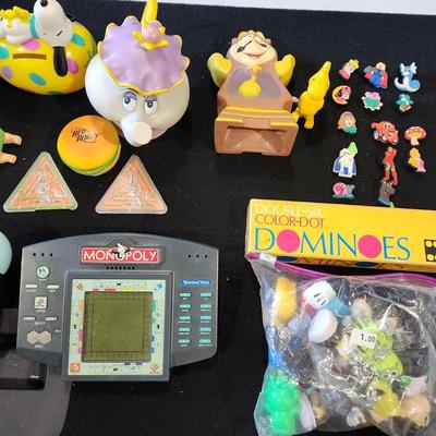 Sale Photo Thumbnail #401: Huge lot of Beauty & the Beast Toys w/ Snoopy piggy bank & Monopoly handheld game