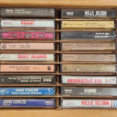Sale Photo Thumbnail #411: Huge Vintage Cassette Lot w/ holders Poisen Willie Nelson & Alabama plus much more