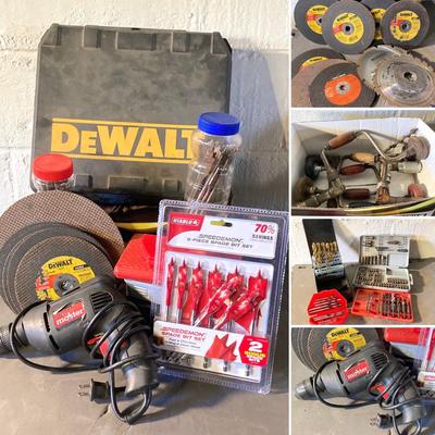 LOT 79: Collection of Tools - Vintage Hand Tools, Dewalt Circular Blades, Drill Bits and More