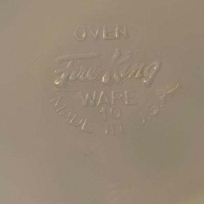 LOT 83: Vintage Fire King Jadeite 7" Bowl along with 2 Primary Color Pyrex Bowls 7" & 8.5"