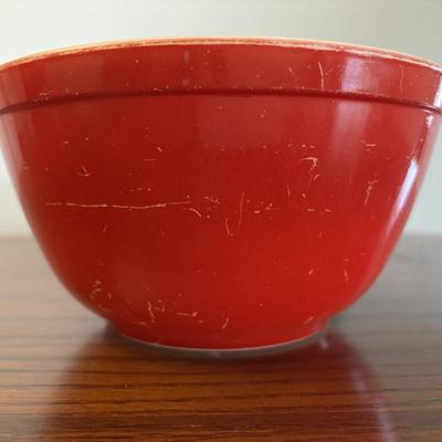 LOT 83: Vintage Fire King Jadeite 7" Bowl along with 2 Primary Color Pyrex Bowls 7" & 8.5"