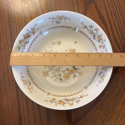 LOT 84: Mikasa Ivory China "Peony Rose" Various Pieces, Cystal Double Candle Sticks & Covered Candle Dish