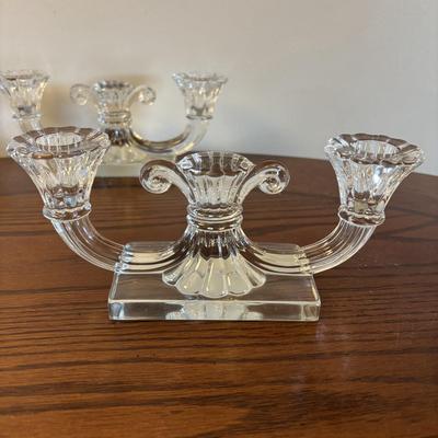 LOT 84: Mikasa Ivory China "Peony Rose" Various Pieces, Cystal Double Candle Sticks & Covered Candle Dish