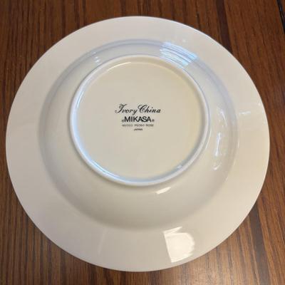 LOT 84: Mikasa Ivory China "Peony Rose" Various Pieces, Cystal Double Candle Sticks & Covered Candle Dish