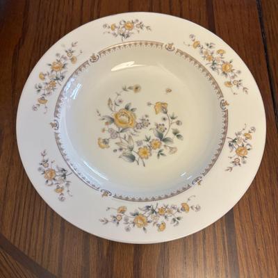 LOT 84: Mikasa Ivory China "Peony Rose" Various Pieces, Cystal Double Candle Sticks & Covered Candle Dish