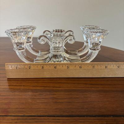 LOT 84: Mikasa Ivory China "Peony Rose" Various Pieces, Cystal Double Candle Sticks & Covered Candle Dish