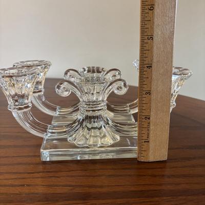 LOT 84: Mikasa Ivory China "Peony Rose" Various Pieces, Cystal Double Candle Sticks & Covered Candle Dish