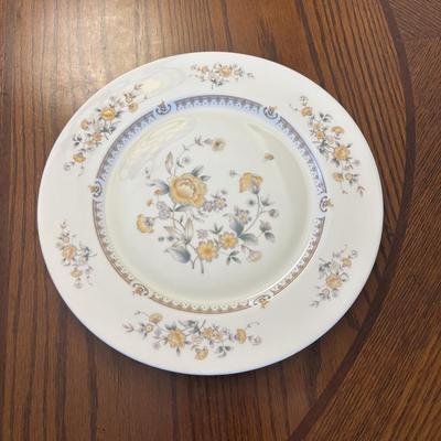 LOT 84: Mikasa Ivory China "Peony Rose" Various Pieces, Cystal Double Candle Sticks & Covered Candle Dish