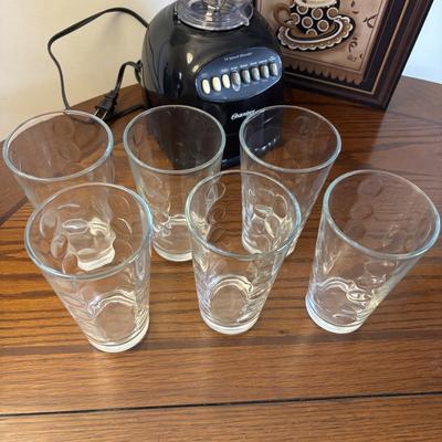 LOT 85: Oster Blender, Hand-Painted Mug,Polka Dot Beverage Glasses, Fountain ware Soda Glasses & More