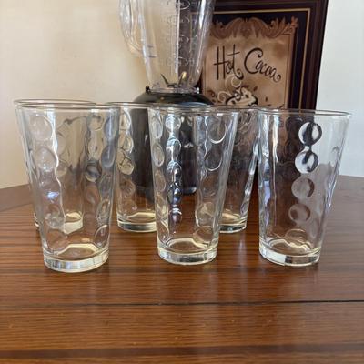 LOT 85: Oster Blender, Hand-Painted Mug,Polka Dot Beverage Glasses, Fountain ware Soda Glasses & More