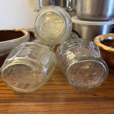 LOT 87: Kitchen Collection of Farberware Percolator Coffee Pot, Vintage Milk Glass Mug & Glass, Measuring Cups, Stainless Steel Bowls...