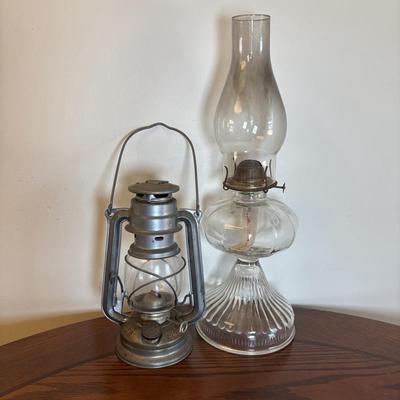 LOT 89: Cast Iron "Give Me a Penny" Bank, Vintage Hurricane/Oil Lamp, Indoor/Outdoor Thermometer & More