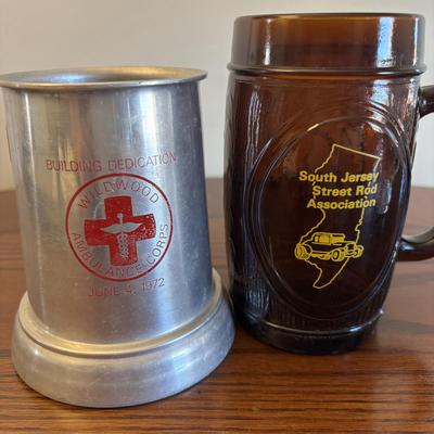 LOT 90: At the Beach Collection: a "Girly" Mug, Wildwood Glasses, Carved Wooden Sea Turtle & Framed Print of Nautilus Shell