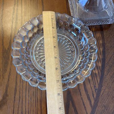 LOT 91: Vintage Hazel-Atlas Juicer, Spry Measuring Glass, Abbots Milk Bottle, Cobalt Blue Eye Cup, Carnival Glass Creamer, Hurricane Lamp...